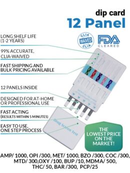 12 Panel Drug Tests Dip Card
