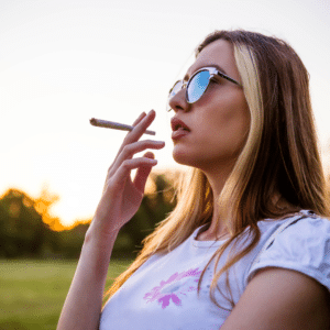 woman smoking cannabis