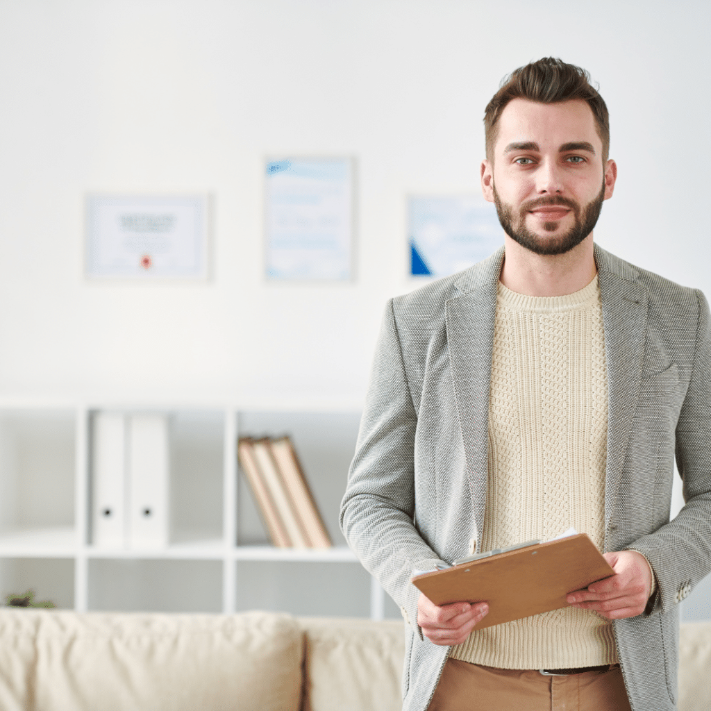 man with notepad