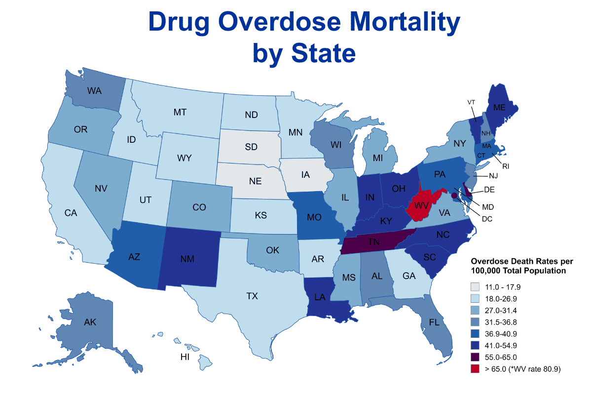 fentanyl overdose rates by state