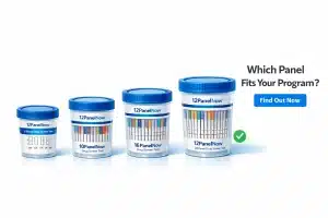 Various drug screening test containers