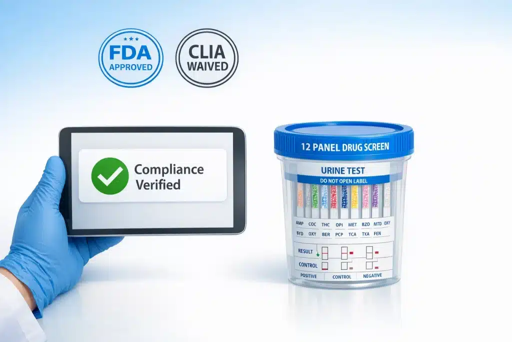 Urine test kit with compliance verification