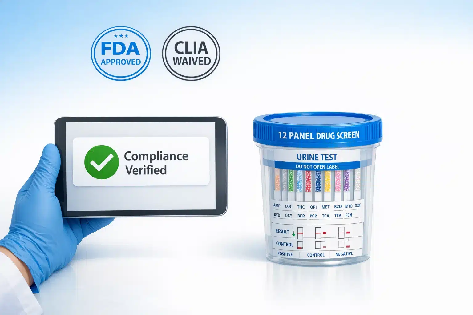 Urine test kit with compliance verification