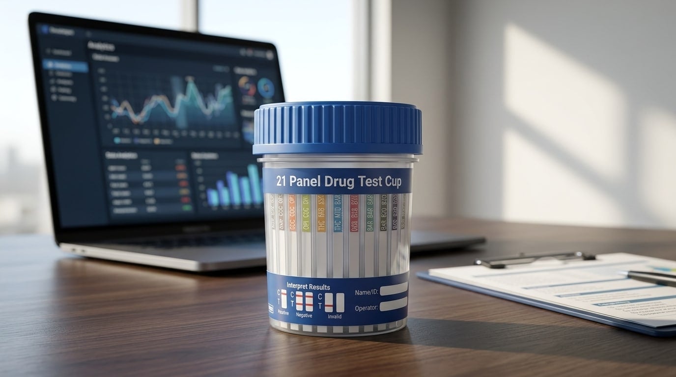 Workplace Drug Testing: Confirm 21 Substances & Prevent Tampering with Integrated Adulteration Checks.